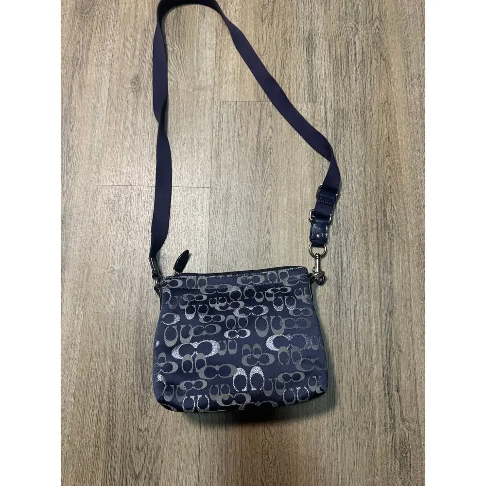 COACH Signature Canvas Navy Crossbody Bag